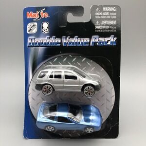 Maisto Double Value Pack Blue Corvette & Silver Hummer Diecast 1/64 Scale